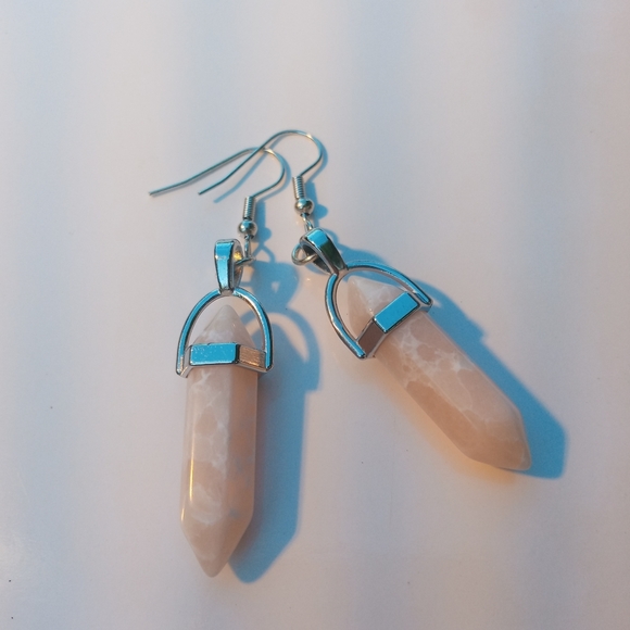 Rose quartz chakra Point earrings - Picture 2 of 3